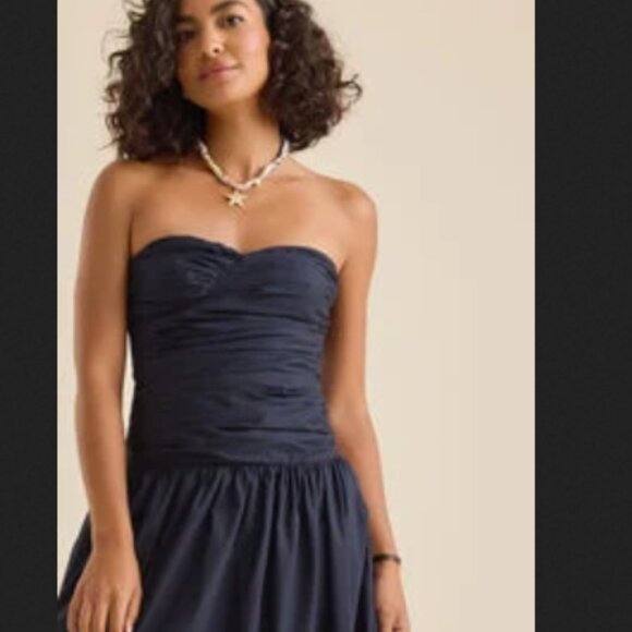 Elegant Black Strapless Dress Altered State Skylar Poplin Midi Dress - Picture 7 of 7